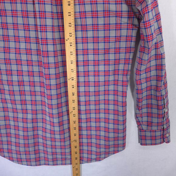 Vineyard Vines Performance Shirt Mens M Gray Red Blue Plaid Classic Fit Murray - Picture 5 of 6